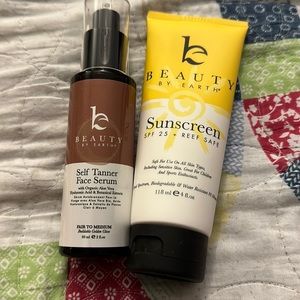 Clean beauty sunscreen and self tanner face serum